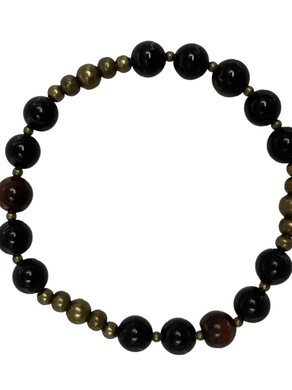 8mm Natural Black Obsidian Red Tiger Eye Stone Adjustable Stretch Bracelet Bead